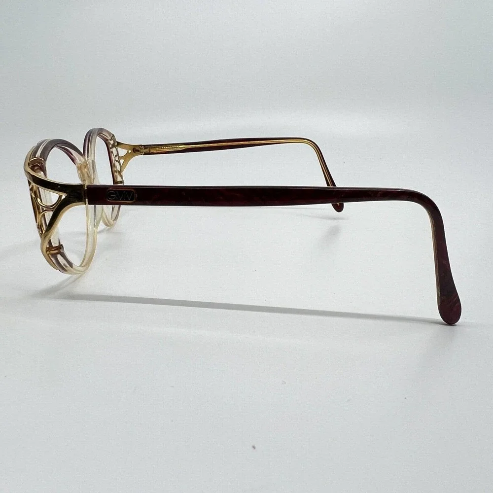 GMV Eyeglasses Frames Vintage‎ 80's Round Clear Red 54-16-130 H8777